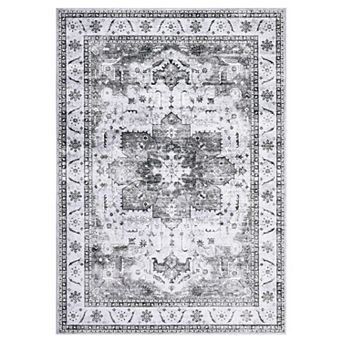 Boho Floral Area Rug Machine Washable, Home Decor Runner Rug for Living Room Lobby High Traffic