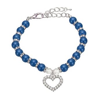 Dog Pearl Necklace Collar with Heart Shape Rhinestone 1 pc