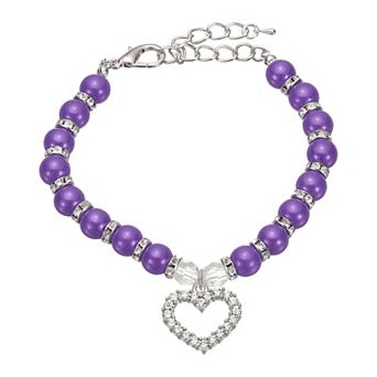 Dog Pearl Necklace Collar with Heart Shape Rhinestone 1 pc