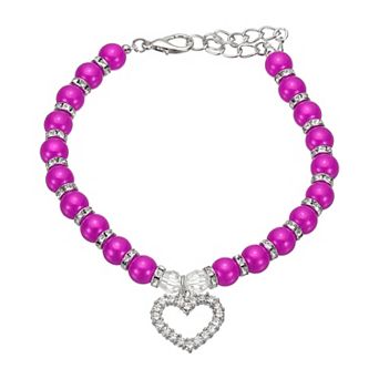 Dog Pearl Necklace Collar with Heart Shape Rhinestone 1 pc