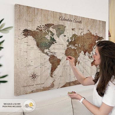Travels Planned And Taken World Push Pin Map