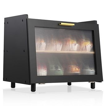 2 Layer Bread Box,Modern Countertop Bread Storage Bin with Fence Top,Transparent Acrylic Door Panel