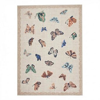 Butterfly Area Rug Washable Thin Low Pile Accent Carpet Modern Foldable Rugs for Bedroom Nursery