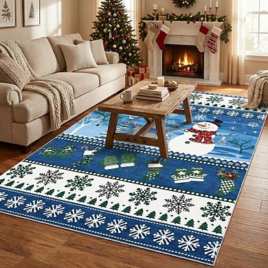 Modern Washable Area Rug Non Slip Stain Resistant Vacuum Clean Ultra Thin Carpet for Bedroom