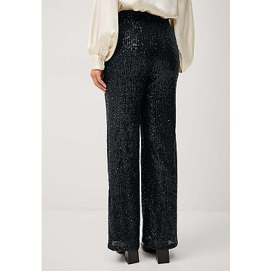Ellos Plus Size Relaxed Sequin Pants With Elastic Waist