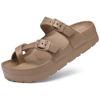 Women's Platform Sandals Arch Support Foam Slides Adjustable Buckle Beach Summer