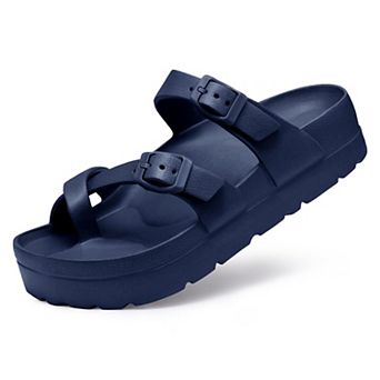 Women's Platform Sandals Arch Support Foam Slides Adjustable Buckle Beach Summer