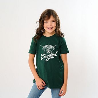 Cowgirl Highland Cow - Youth Short Sleeve Graphic T-Shirt