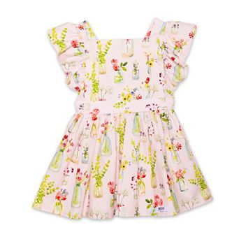 Vintage Inspired Dress in Pink Plants