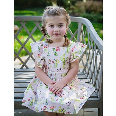 Vintage Inspired Dress in Pink Plants