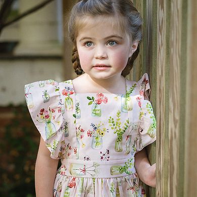 Vintage Inspired Dress in Pink Plants