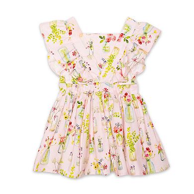 Vintage Inspired Dress in Pink Plants