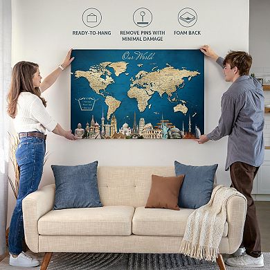 Our World Map With Push Pin