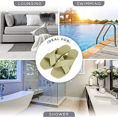 ROXONI Women’s Quick-Dry Shower & Pool Sandals Slip-Resistant Criss-Cross Slides