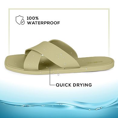 ROXONI Women’s Quick-Dry Shower & Pool Sandals Slip-Resistant Criss-Cross Slides