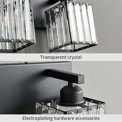 ZLAIQB 3-Light Black Modern Crystal Bathroom Wall Lamp
