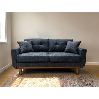 Lufeiya 67.7 Inch Tufted Loveseat Sofa, Upholstered 2 Seat Couch with Tapered Wooden Legs