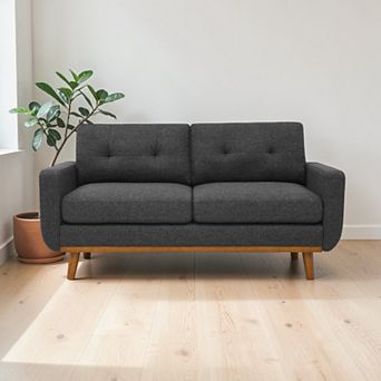 Lufeiya 67.7 Inch Tufted Loveseat Sofa, Upholstered 2 Seat Couch with Tapered Wooden Legs