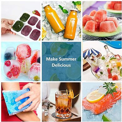 Silicone Ice Cube Trays Removable Lid Stackable 4pc