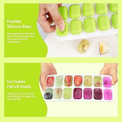 Silicone Ice Cube Trays Removable Lid Stackable 4pc