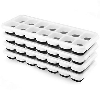 Silicone Ice Cube Trays Removable Lid Stackable 4 pc