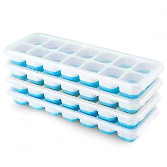 Silicone Ice Cube Trays Removable Lid Stackable 4 pc