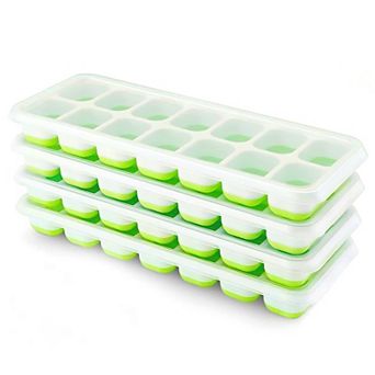 Silicone Ice Cube Trays Removable Lid Stackable 4 pc