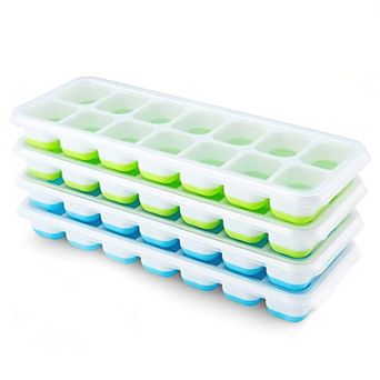 Silicone Ice Cube Trays Removable Lid Stackable 4 pc
