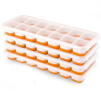 Silicone Ice Cube Trays Removable Lid Stackable 4 pc