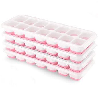 Silicone Ice Cube Trays Removable Lid Stackable 4 pc
