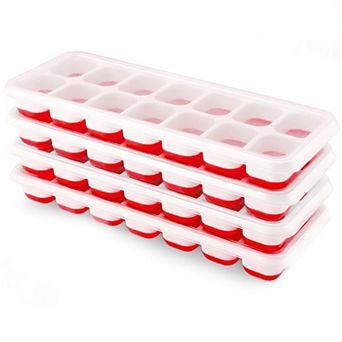 Silicone Ice Cube Trays Removable Lid Stackable 4 pc