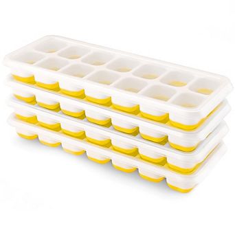 Silicone Ice Cube Trays Removable Lid Stackable 4 pc
