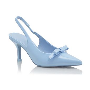 Patent Slingback Bow Detail Pointed-Toe Heel Pumps