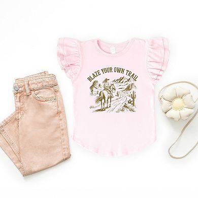 Blaze Your Own Trail Cowgirl - Flutter Sleeve Graphic T-Shirt