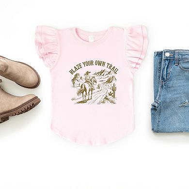 Blaze Your Own Trail Cowgirl - Flutter Sleeve Graphic T-Shirt
