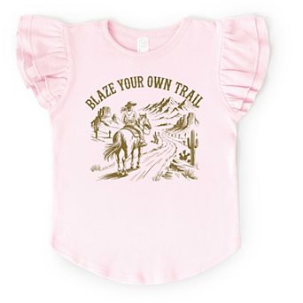 Blaze Your Own Trail Cowgirl - Flutter Sleeve Graphic T-Shirt