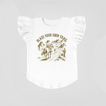 Blaze Your Own Trail Cowgirl - Flutter Sleeve Graphic T-Shirt