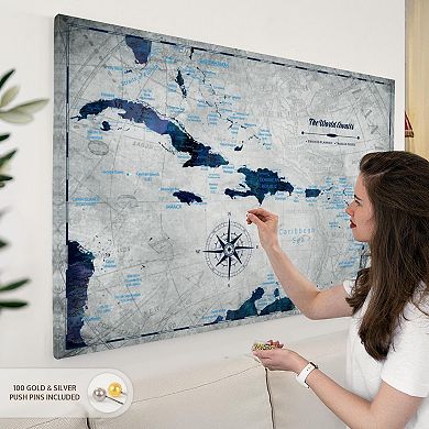 World Awaits I Push Pin Caribbean Map