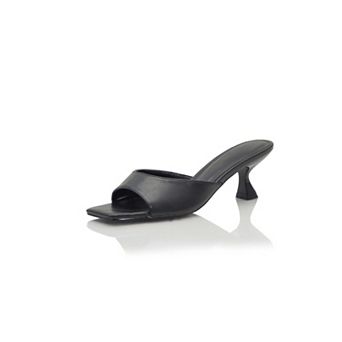 Minimalist Open-Toe Mule Sandal with Kitten Heel