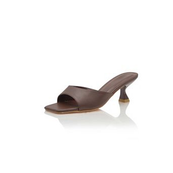 Minimalist Open-Toe Mule Sandal with Kitten Heel
