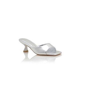 Minimalist Open-Toe Mule Sandal with Kitten Heel