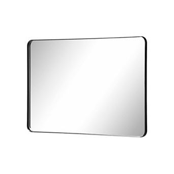 SUMERAIN Rounded Corner Mirror 24"x30", Metal Frame,Shatterproof Tempered Glass Square Wall Mount