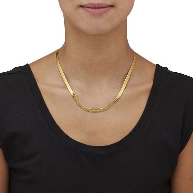 Goldtone Herringbone Chain Necklace 18-20.5 inch