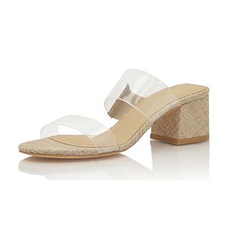 Clear Strap Block Heel Sandal