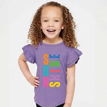 Sunshine Colorful Tall - Flutter Sleeve Graphic T-Shirt