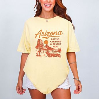 Arizona Cactus, Canyons & Desert Heat - Women's Garment Dyed Graphic T-Shirt