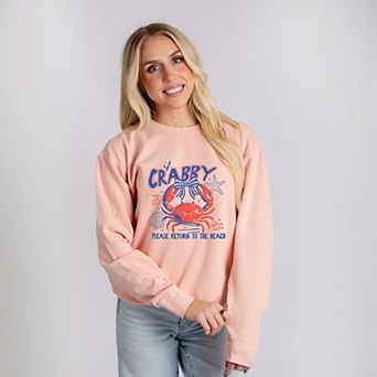 If Crabby Please Return To The Beach Grunge - Women's Lightweight Garment Dyed Sweatshirt