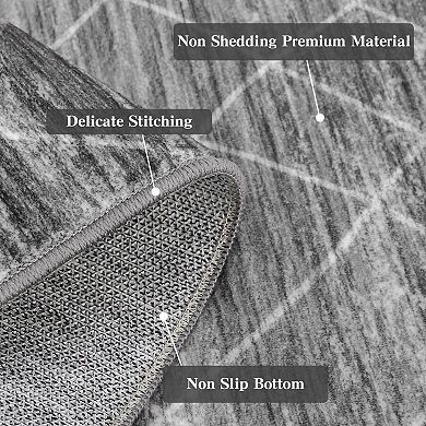 Boho Area Rug Machine Washable Vacuum Clean Ultra Thin Stain Resistant Carpet for Living Room
