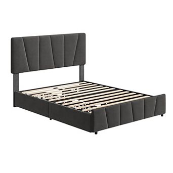 Bed Frame with Adjustable Headboard, Soft Upholstered Bed Frames