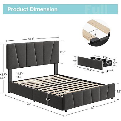 Bed Frame with Adjustable Headboard, Soft Upholstered Bed Frames